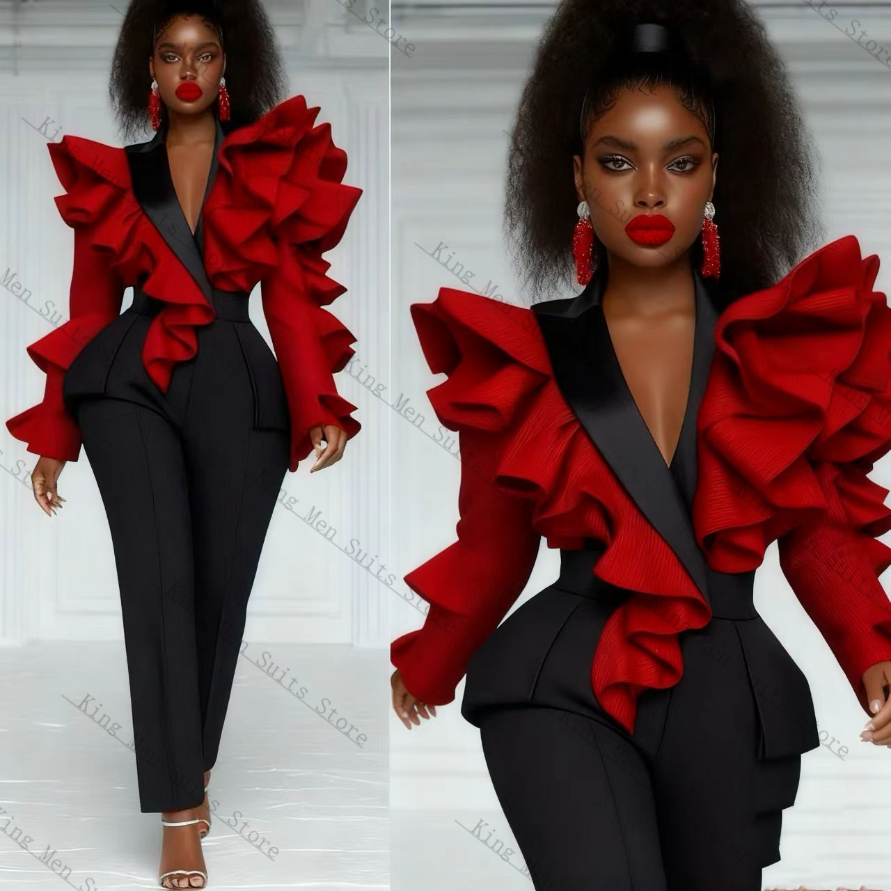Red Black Women Suit Set 2 Pcs - Women'S Formal Wear Tuxedo recension och pris