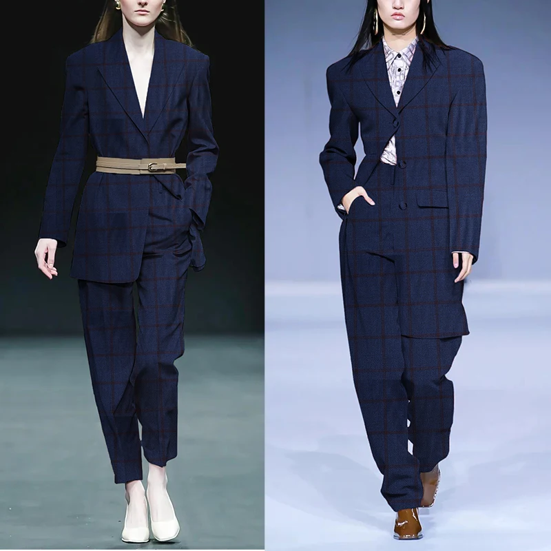 Redraspberry Blue Plaid Worste - Tailored Coat Wool recension och pris