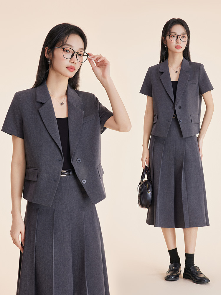Gray women's suit set for autu - Women'S Formal Wear Petite recension och pris