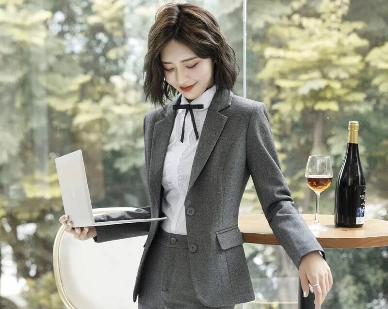 Novelty Gray Formal Blazers an - Formal Winter Wear Women Jacket recension och pris