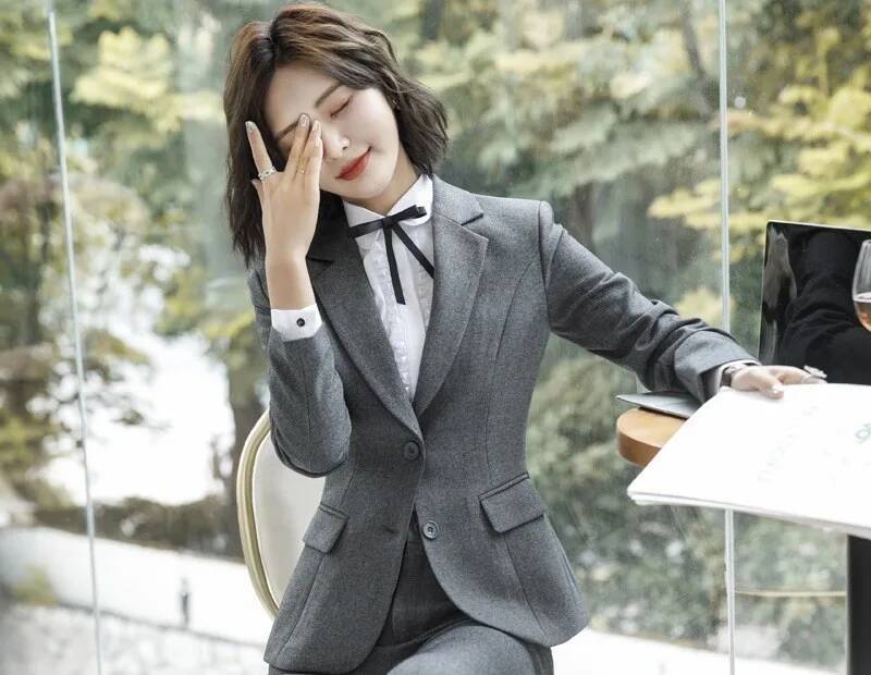 Novelty Gray Formal Blazers an - Formal Winter Wear Women Jacket recension och pris