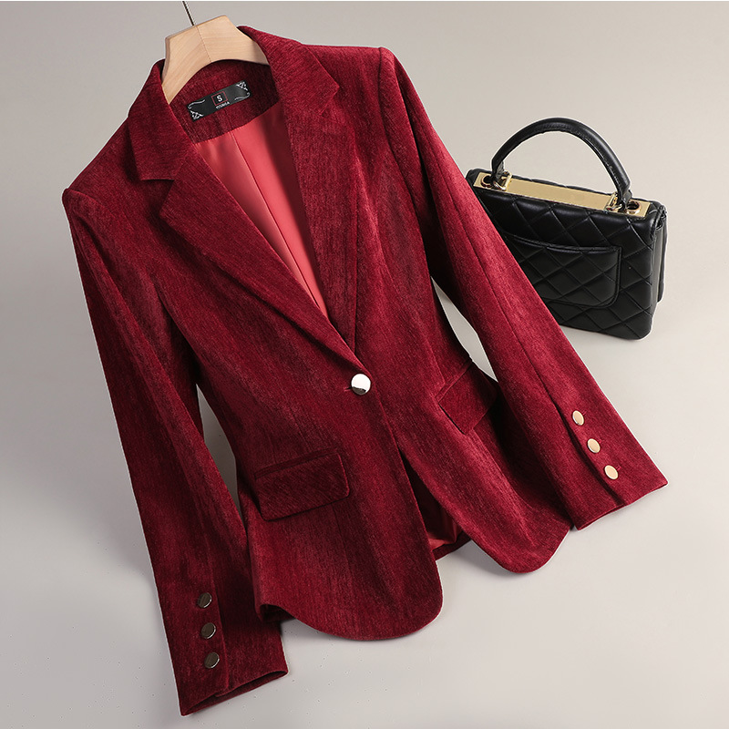 Yellow Gold Velvet Blazer Wome - Formal Winter Wear Women Jacket recension och pris