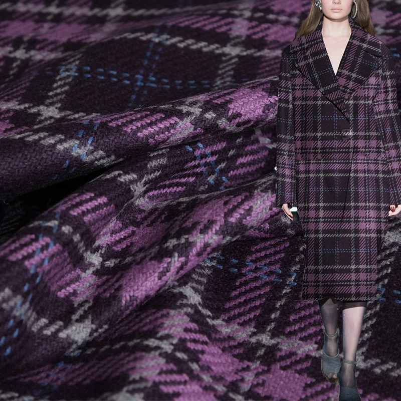 Redraspberry Purple Plaid Twee - Tailored Coat Wool recension och pris