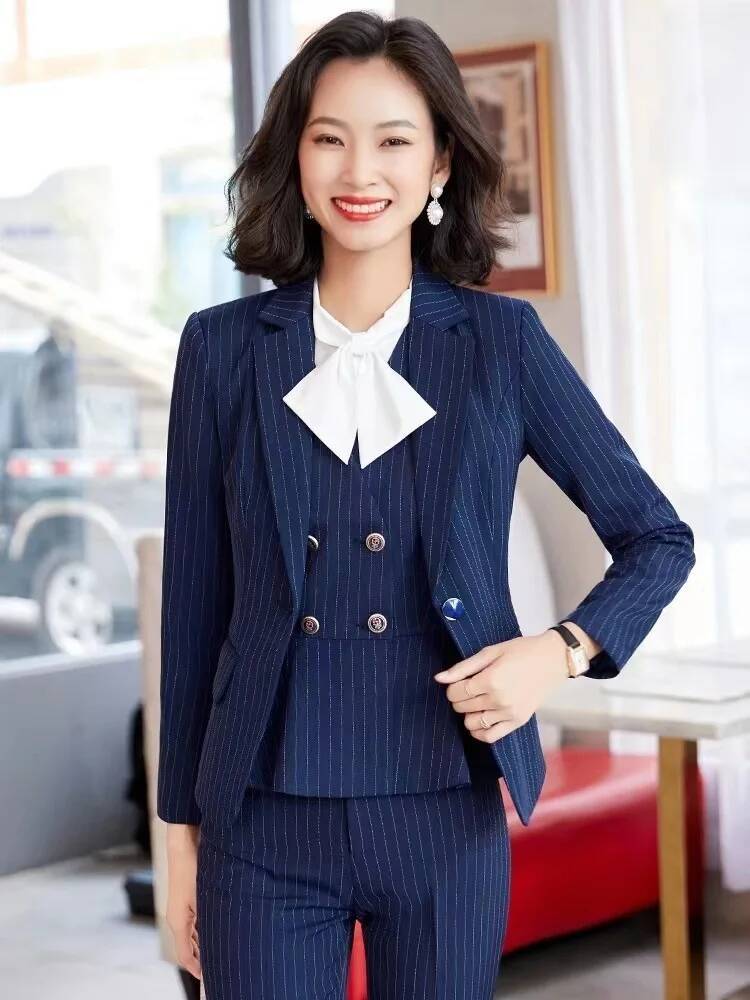 Fashion Striped Formal Busines - Women Formal Wear For Interview recension och pris
