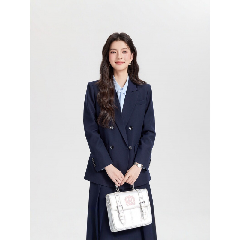 Navy blue double-breasted wome - Women Formal Wear For Interview recension och pris