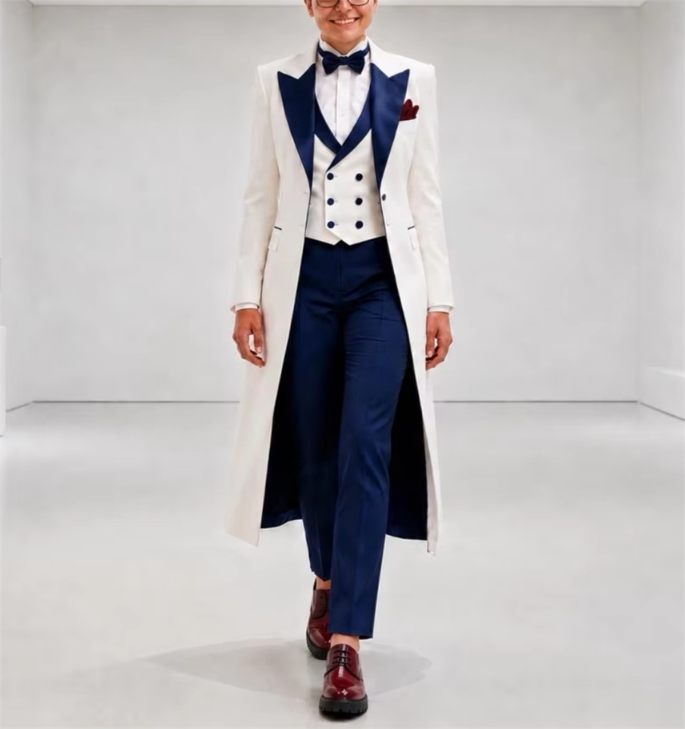 Navy Blue White Women's Jacket - Woman Formal Wear recension och pris
