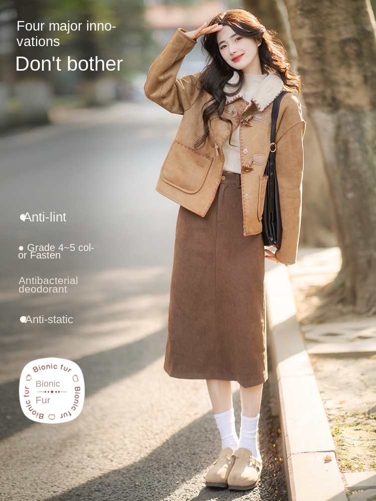 Suede short coat for women's w - Women'S Formal Wear Petite recension och pris